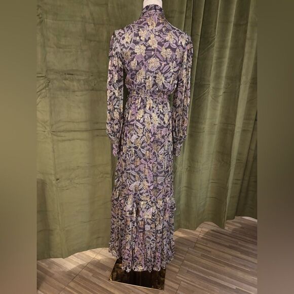 Rococo Sand viscose floral print / lurex maxi dress, S - Picture 10 of 16